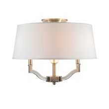 Waverly 3 Light Semi Flush Ceiling Fixture with White Shade