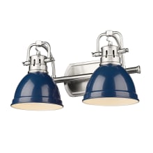 Duncan 2 Light 17" Wide Bathroom Vanity Light in Pewter with Colorful Shades