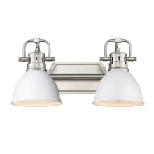 Duncan 2 Light 17" Wide Bathroom Vanity Light in Pewter with Colorful Shades