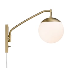 Glenn 13" Tall Plug-In Wall Sconce with a Frosted Glass Shade