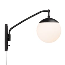 Glenn 13" Tall Plug-In Wall Sconce with a Frosted Glass Shade