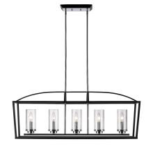 Mercer 5 Light Linear Chandelier with Seedy Glass Shades