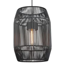 Seabrooke 15" Wide Cage Pendant with Black Composite Wicker Shade