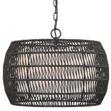 Everly 4 Light 19" Wide Cage Pendant with Modern Black Rattan Shade
