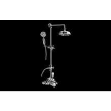 Adley Exposed Thermostatic Shower System with Metal Cross Handles, Rainshower Head, Hand Shower and Diverter