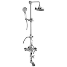 Canterbury Exposed Thermostatic Tub and Shower System with Metal Cross Handles, Single Function Hand Shower and Diverter