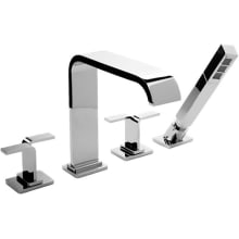 Immersion Deck Mounted Roman Tub Filler with Built-In Diverter - Includes Hand Shower