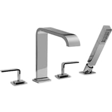 Immersion Deck Mounted Roman Tub Filler with Built-In Diverter - Includes Hand Shower
