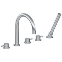 M.E. 25 Roman Tub Filler Faucet with Hand Shower, Diverter and Metal Lever Handles