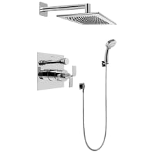 Immersion Pressure Balanced Shower System with Shower Head, Hand Shower, Shower Arm, Hose, and Valve Trim with Contemporary Handle