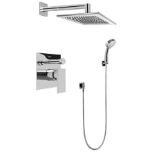 Solar Pressure Balanced Shower System with Shower Head, Multi Function Hand Shower, Shower Arm, Hose, and Valve Trim - Less Rough-In Valve