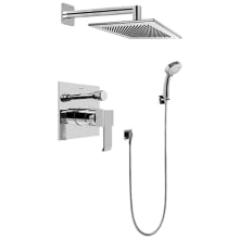 Qubic Pressure Balanced Shower System with Shower Head, Multi Function Hand Shower, Shower Arm, Hose, and Valve Trim