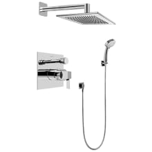 Qubic Tre Pressure Balanced Shower System with Shower Head, Multi Function Hand Shower, Shower Arm, Hose, and Valve Trim