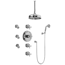 Adley Thermostatic Shower System with Shower Head, Hand Shower, Bodysprays, Shower Arm, Hose, and Valve Trim with Four Cross Handles