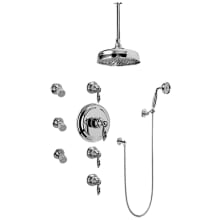 Topaz Thermostatic Shower System with Shower Head, Hand Shower, Bodysprays, Ceiling Mounted Shower Arm, Hose, and Valve Trim