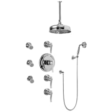Bali Thermostatic Shower System with Shower Head, Hand Shower, Bodysprays, Ceiling Mounted Shower Arm, Hose, and Valve Trim