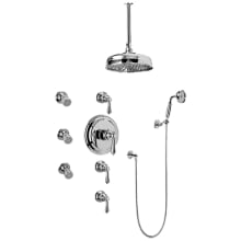 Adley Thermostatic Shower System with Shower Head, Hand Shower, Bodysprays, Ceiling Mounted Shower Arm, Hose, and Valve Trim with Metal Lever Handles