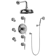 Bali Thermostatic Shower System with Shower Head, Hand Shower, Bodysprays, Wall Mounted Shower Arm, Hose, and Valve Trim