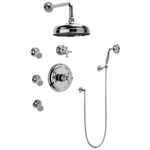 Adley Thermostatic Shower System with Shower Head, Hand Shower, Bodysprays, Shower Arm, Hose, and Valve Trim with Two Cross Handles