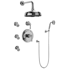 Adley Thermostatic Shower System with Shower Head, Hand Shower, Bodysprays, Shower Arm, Hose, and Valve Trim with Two Metal Handles