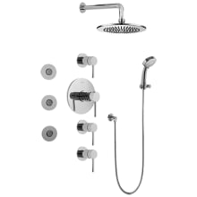 M.E./M.E. 25 Thermostatic Shower System with Shower Head, Multi Function Hand Shower, Bodysprays, Shower Arm, Hose, and Valve Trim
