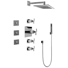 Immersion Thermostatic Shower System with Shower Head, Hand Shower, Bodysprays, Shower Arm, Hose, and Valve Trim with Contemporary Handles