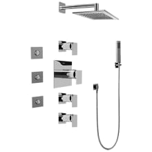 Solar Thermostatic Shower System with Shower Head, Hand Shower, Bodysprays, Shower Arm, Hose, and Valve Trim with Volume Control