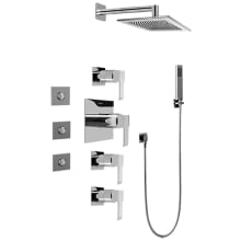 Qubic Thermostatic Shower System with Shower Head, Hand Shower, Bodysprays, Wall Mounted Shower Arm, Hose, and Valve Trim