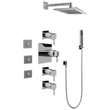 Qubic Tre Thermostatic Shower System with Shower Head, Hand Shower, Bodysprays, Wall Mounted Shower Arm, Hose, and Valve Trim