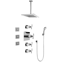 Immersion Thermostatic Shower System with Shower Head, Hand Shower, Bodysprays, Ceiling Mounted Shower Arm, Hose, and Trim with Double Lever Handles