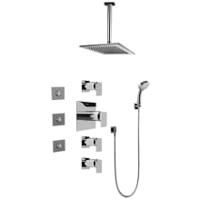 Solar Thermostatic Shower System with Shower Head, Multi Function Hand Shower, Bodysprays, Ceiling Mounted Shower Arm, Hose, and Valve Trim