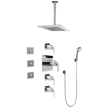Immersion Thermostatic Shower System with Shower Head, Hand Shower, Bodysprays, Ceiling Mounted Shower Arm, Hose, and Valve Trim