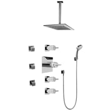 Luna Thermostatic Shower System with Shower Head, Hand Shower, Bodysprays, Ceiling Mounted Shower Arm, Hose, and Valve Trim