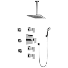Solar Thermostatic Shower System with Shower Head, Multi Function Hand Shower, Swivel Bodysprays, Shower Arm, Hose, and Valve Trim