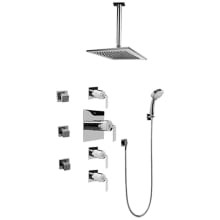 Immersion Thermostatic Shower System with Shower Head, Multi Function Hand Shower, Swivel Bodysprays, Shower Arm, and Valve Trim with Lever Handles