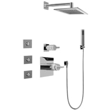 Targa Thermostatic Shower System with Shower Head, Hand Shower, Bodysprays, Shower Arm, Hose, and Valve Trim with Dial Handles