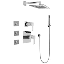 Qubic Thermostatic Shower System with Shower Head, Hand Shower, Bodysprays, Shower Arm, Hose, and Valve Trim