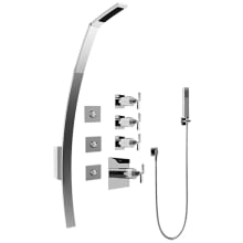 Immersion Thermostatic Shower System with Wall Mounted Luna Shower Head Spout, Hand Shower, Bodysprays, Shower Arm, Hose, and Valve Trim