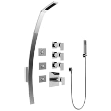 Solar Thermostatic Shower System with Wall Mounted Luna Shower Head, Hand Shower, Bodysprays, Shower Arm, Hose, and Valve Trim