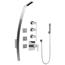 Qubic Thermostatic Shower System with Wall Mounted Luna Shower Head, Hand Shower, Bodysprays, Shower Arm, Hose, and Valve Trim
