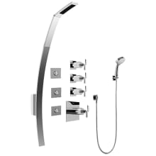 Immersion Thermostatic Shower System with Wall Mounted Luna Shower Head, Multi Function Hand Shower, Bodysprays, Hose, and Valve Trim