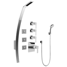 Qubic Thermostatic Shower System with Shower Head, Hand Shower, Bodysprays, Hose, and Valve Trim