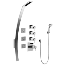 Qubic Tre Thermostatic Shower System with Shower Head, Hand Shower, Bodysprays, Hose, and Valve Trim