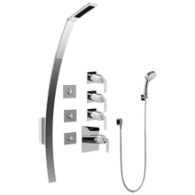 Immersion Thermostatic Shower System with Wall Mounted Luna Shower Head, Multi Function Hand Shower, Bodysprays, and Valve Trim with Lever Handles