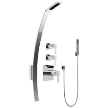 Qubic Thermostatic Shower System with Shower Head, Hand Shower, Hose, and Valve Trim