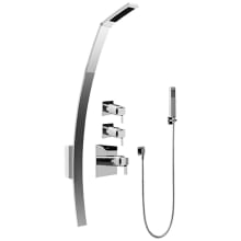 Qubic Tre Thermostatic Shower System with Shower Head, Hand Shower, Hose, and Valve Trim