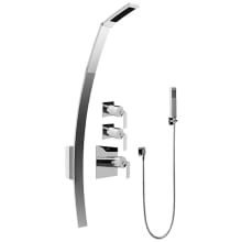 Immersion Thermostatic Shower System with Wall Mounted Luna Shower Head, Hand Shower, Hose, and Valve Trim