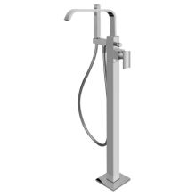 Immersion Floor Mounted Tub Filler with Metal Lever Handles, Hand Shower and Diverter