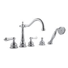 Canterbury Roman Tub Filler Faucet with Hand Shower, Diverter and Metal Lever Handles