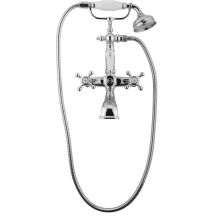 Canterbury Deck Mounted Tub Filler with Porcelain Lever Handles, Hand Shower and Diverter